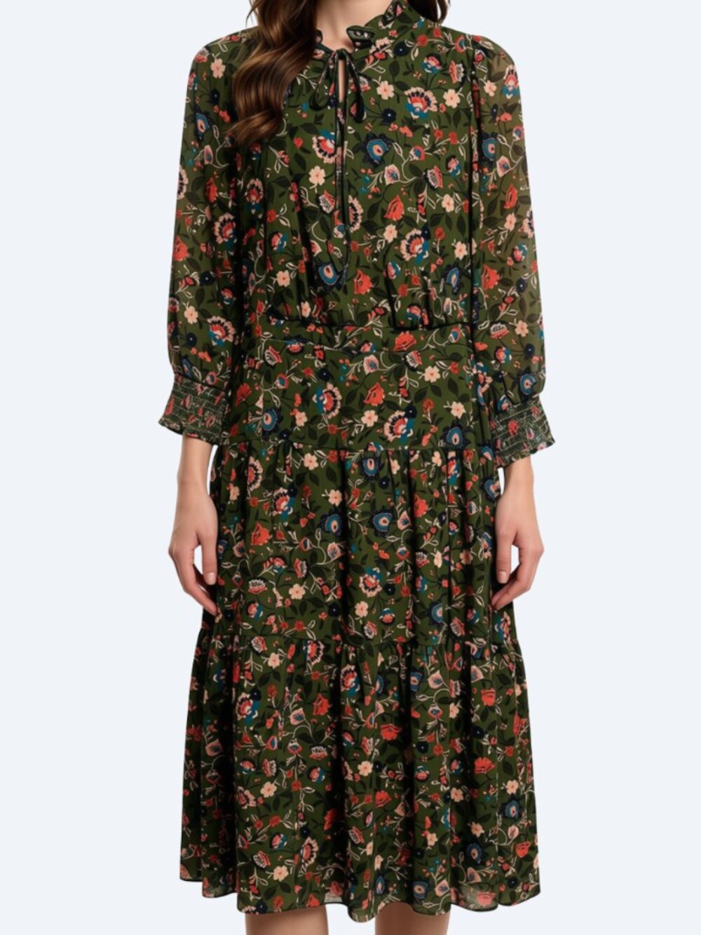 Vince Camuto Green Floral Dress